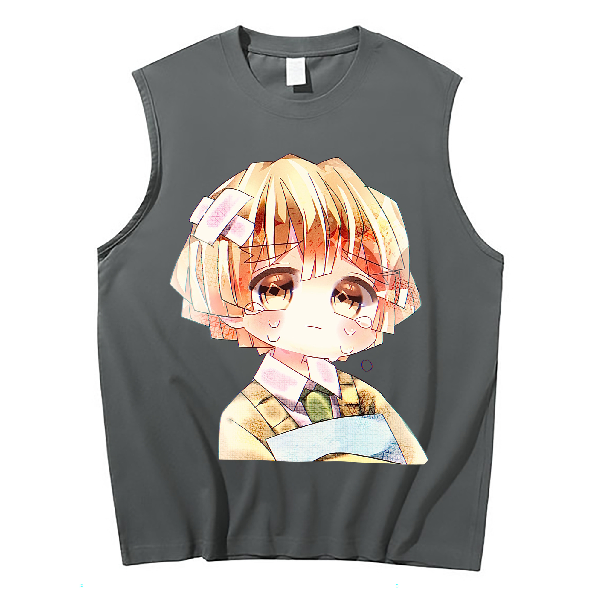 （画像用） 鬼滅の刃（きめつのやいば）我妻 善逸／あがつま ぜんいつ Agatsuma Zenitsu コットン100％タンクトップ（フロントプリント）